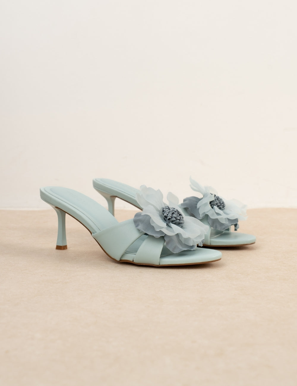Mule Flora Bleu menthe