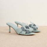 Mule Flora Bleu menthe
