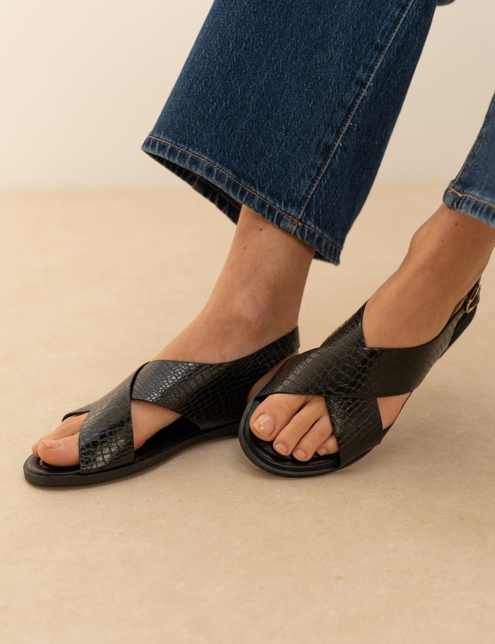 Sandale Cruz Croco Marron